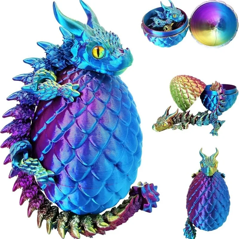 

3D Printed Double Horned Dragon Egg Set, Movable Joint Creative Fidget Toy, Kids Gift Home Decor Ornament
