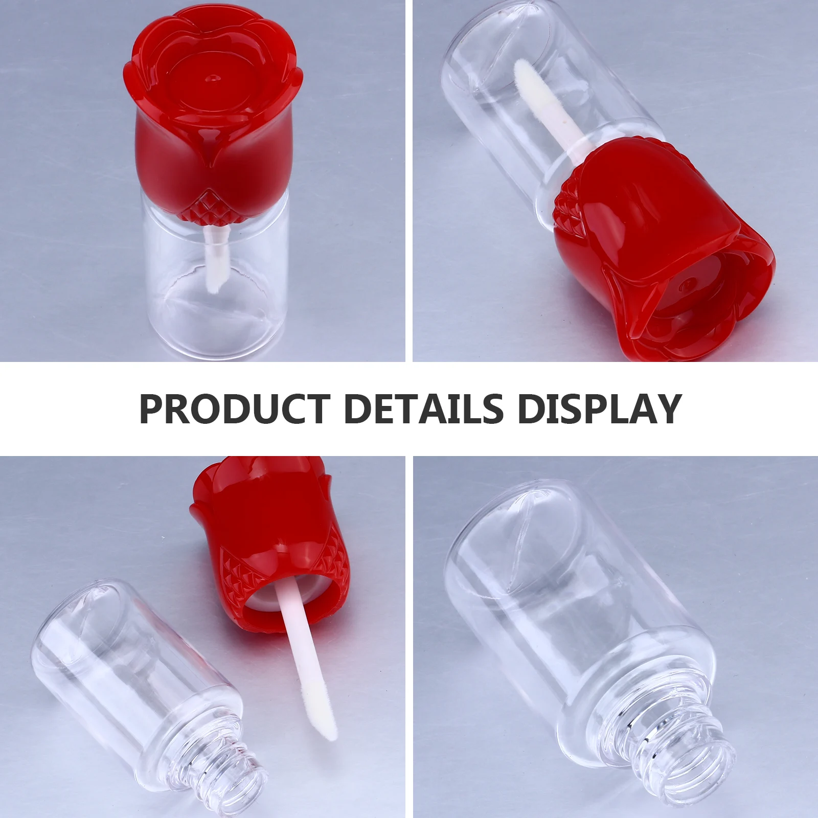 15 قطعة من أنابيب ملمع الشفاه الفارغة على شكل وردة قابلة لإعادة الملء وزجاجات بلسم الشفاه الشفافة المحمولة ومجموعة السفر #5