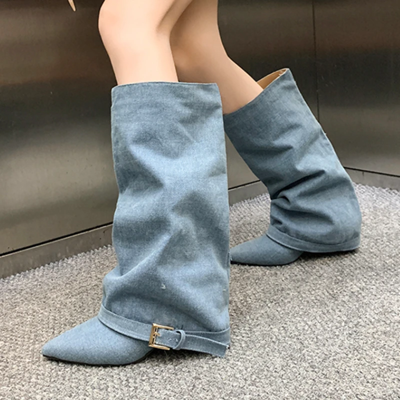 

Ковбойские женские высокие сапоги с острым носком, дизайнерская обувь на высоком каблуке, модные туфли-лодочки 2025 года, ботинки челси, новые роскошные вечерние женские сапоги