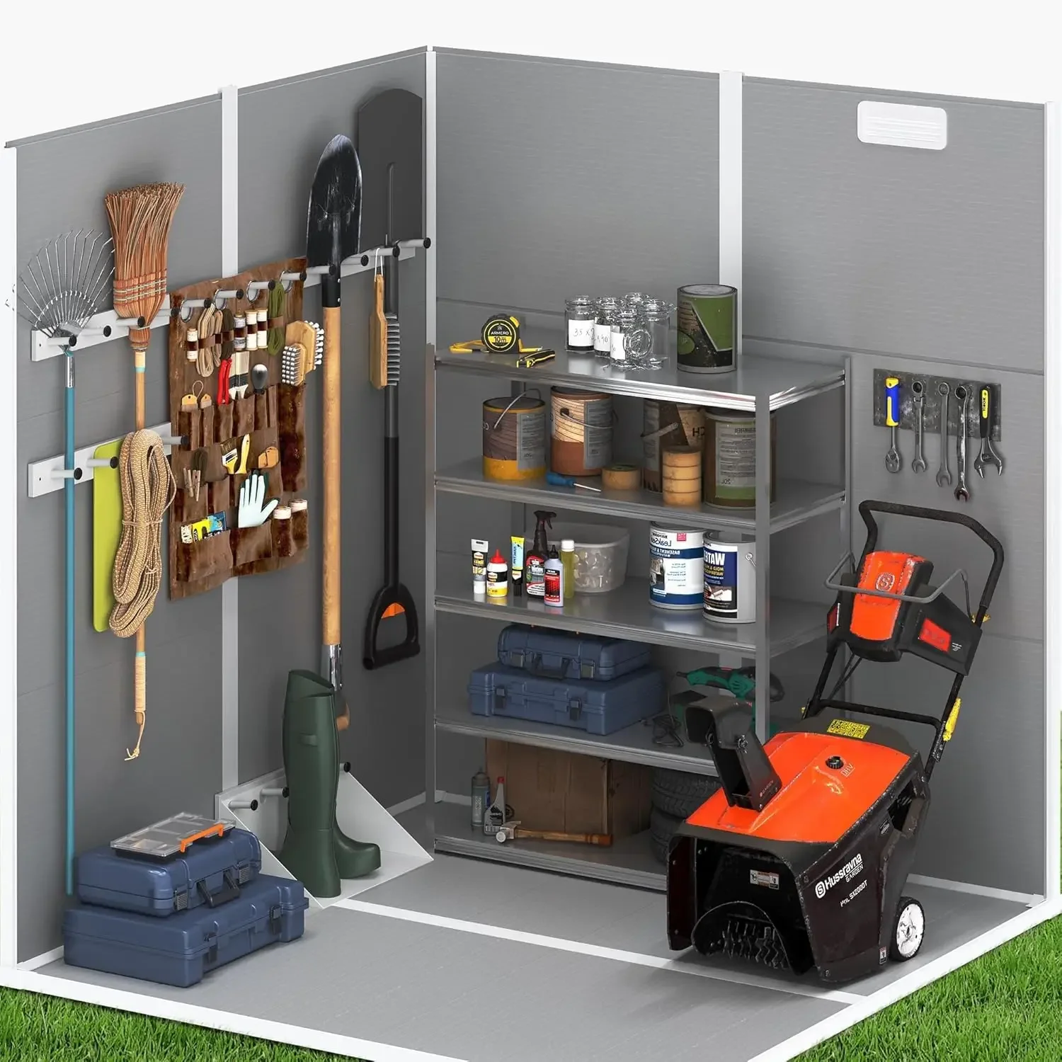

[Limited Stock, Buy Now!]Outdoor Storage Shed 6 x 6 FT, Resin Garden Sheds with Floor Plastic Patio Outdoor Storage Shed with Lo