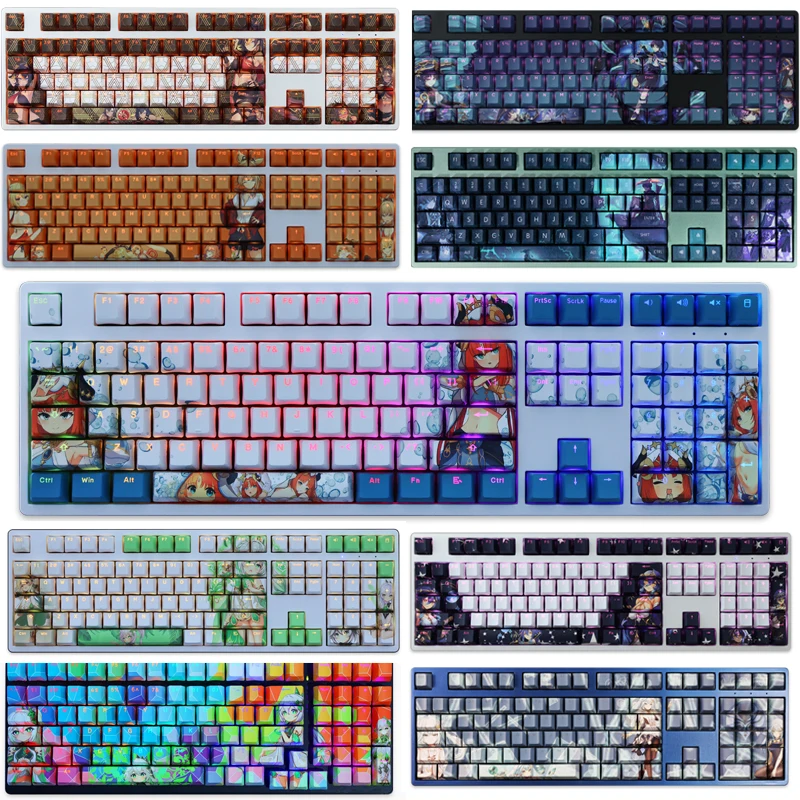 

Game Impact Sumeru Characters Keycaps PBT Backlit Keycaps For 61/87/104/108 Keys Keyboard Decor Fans Otaku Game Player Gifts