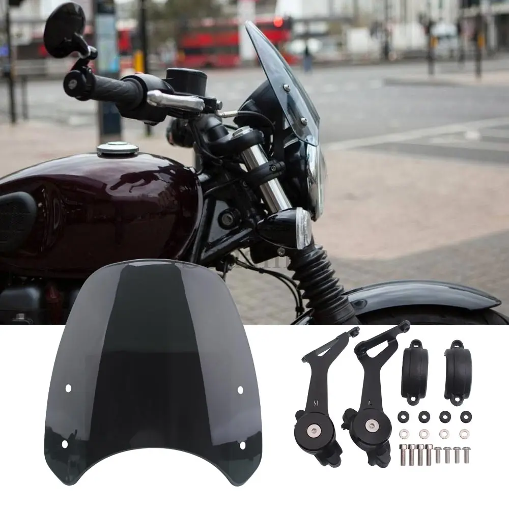 

Motorcycle Part Windshield Windproof WindScreen Black/Somke For Triumph Bonneville Bobber 2017 2018 2019 2020 2021 2022 2023