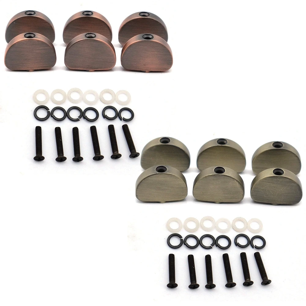 6pcs Guitar Tuners Machine Head Buttons Metal Tuning Key Half round handle Buttons Head