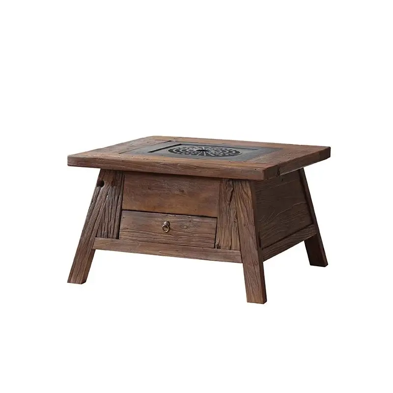 

enclosed stove tea table, barbecue stove old tree stump, square table outdoor courtyard, solid wood charcoal stove homestay