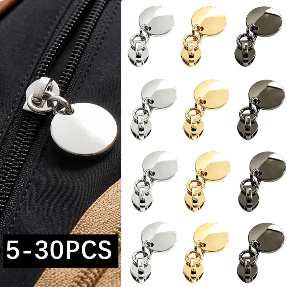 5-30Pcs Metal 5# Zipper Sliders for Nylon Zippers O Pendant Zips Puller Hometextile Zip Head Replacement Accessories
