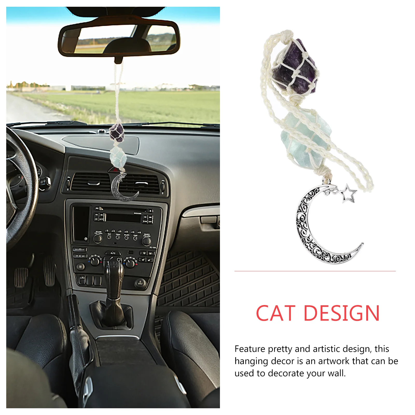 

Car Rearview Mirror Decor Purple Amethyst Crystal Hanging Ornament Stone Pendant Decorative Hanging Ornament for Car Home Wall