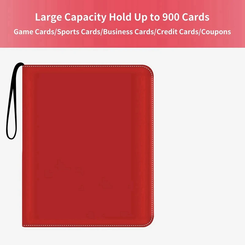 2X Trading Card Binder 900 Pockets, 9-Pocket Card Collection Binder,For Game/Football/Baseball Card Red