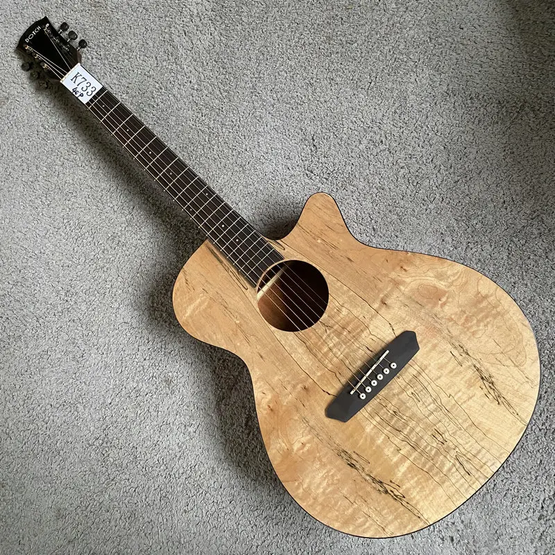 K733 Original DOTCH 40 Inch Natural Wood Map Grain Acoustic Guitar 20 Frets Sample Stock Slight Defect Practice Guitar