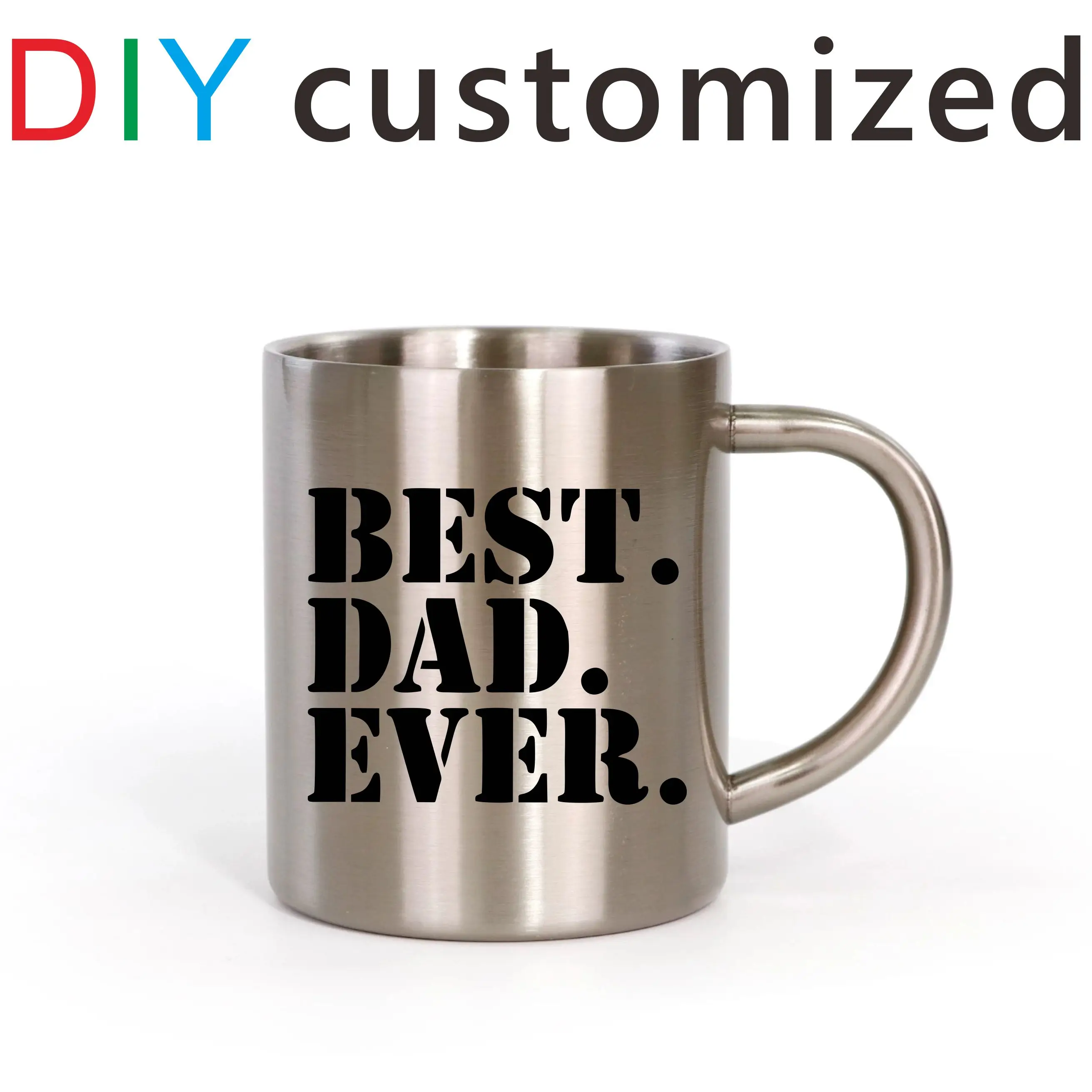 300ML Stainless Steel Cup LOGO PHOTO NAME Customize Print Creative Coffee Travel Tea Metal Mug for Explor Outdoor Hiker Camp