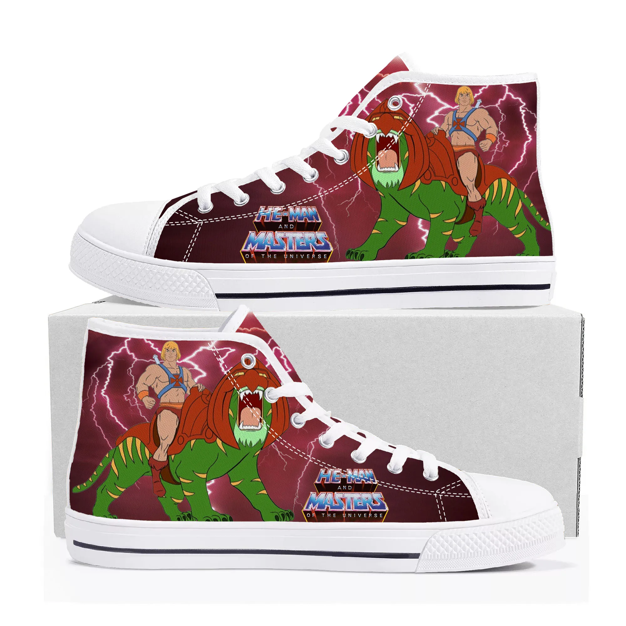 Cartoon He-Man Masters Of The Universe High Top Sneakers Mens Womens Teenager Canvas Sneaker Casual Couple Shoes Custom Shoe