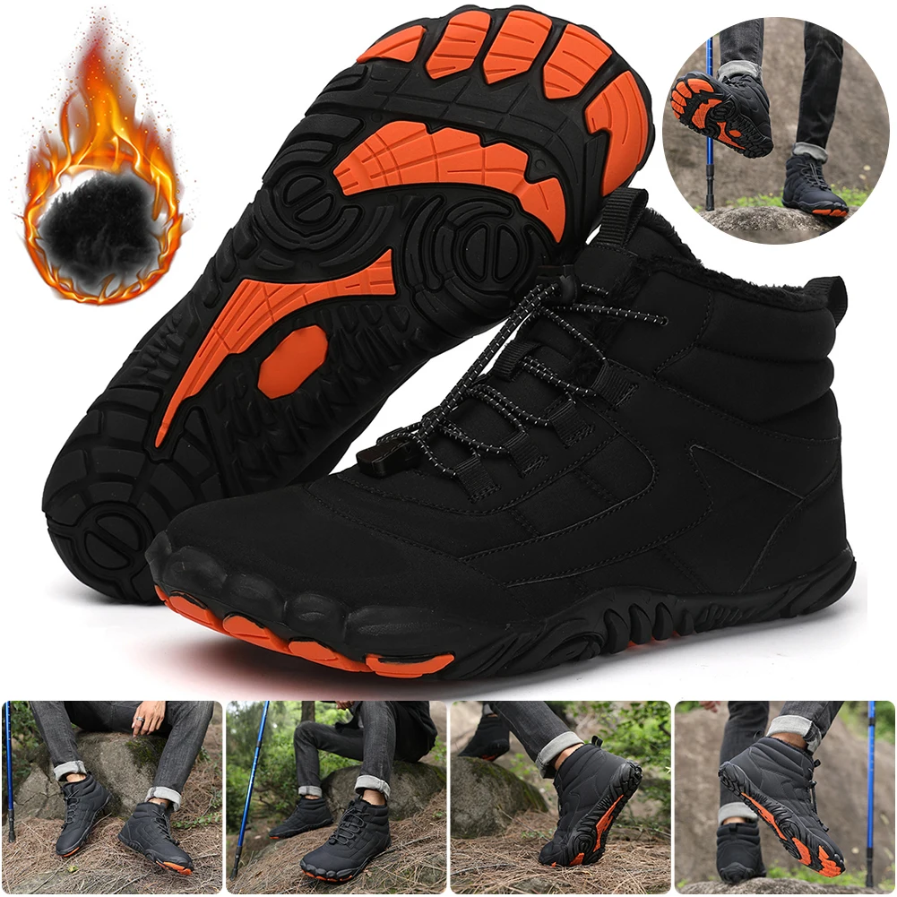 

Fur Lined Snow Boots Warm Cozy Snow Boots Women Men Anti-Slip Outdoor Shoes Winter Warm Snow Boots for Ski Hiking Camping