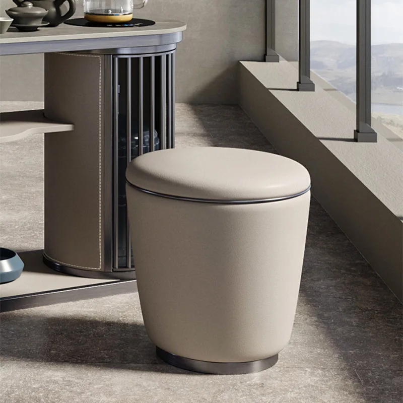 Pouf Rond de Luxe Moderne, Tabouret de Maquillage Design, Ottoman Décoratif pour Salon et Invités, Vente en Gros