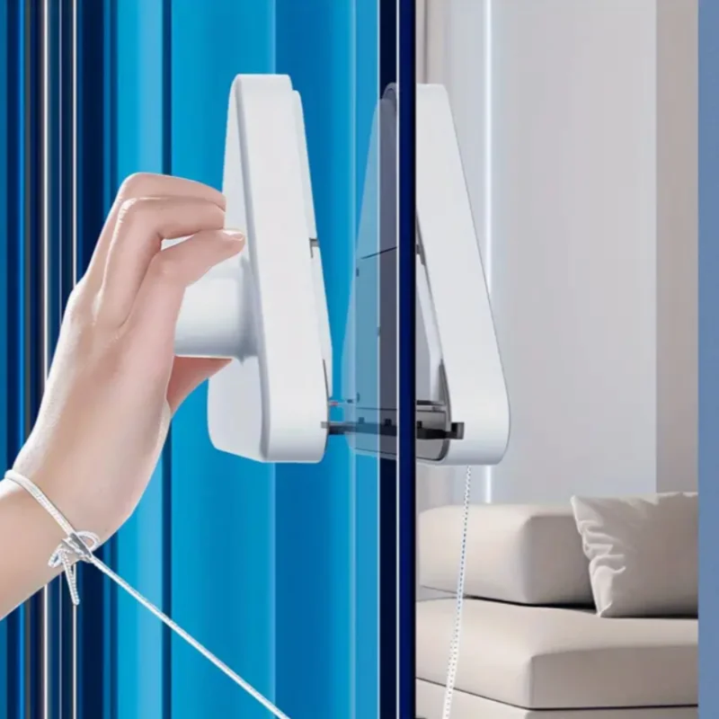 เครื่องทําความสะอาดหน้าต่างแม่เหล็กสองด้านระดับพรีเมียมสําหรับกระจกทรงสูง - ด้ามจับ ABS ที่ปลอดภัย การออกแบบป้องกันการหยิกและเชือกรักษาความปลอดภัย เหมาะสําหรับ