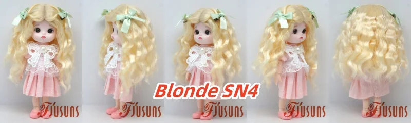 JD880 Lange Sauvage Welle Mittelscheitel Meerjungfrau Lockig mit Twin Bow Braids Puppe Perücken 1/8 1/6 1/4 1/3 Pullip Blythes BJD Haar – Detail 25