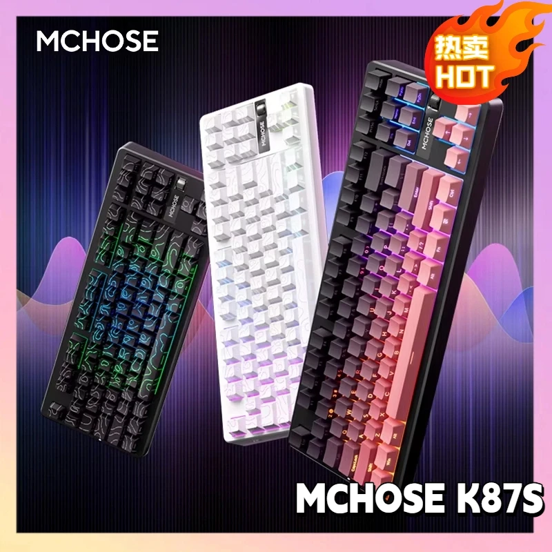 

Mchose K87s Mechanical Keyboard Rgb Wireless Bt 2.4g Low Latency 0.125ms Customizable Hot Swappable Hifi Switch Game Accessories