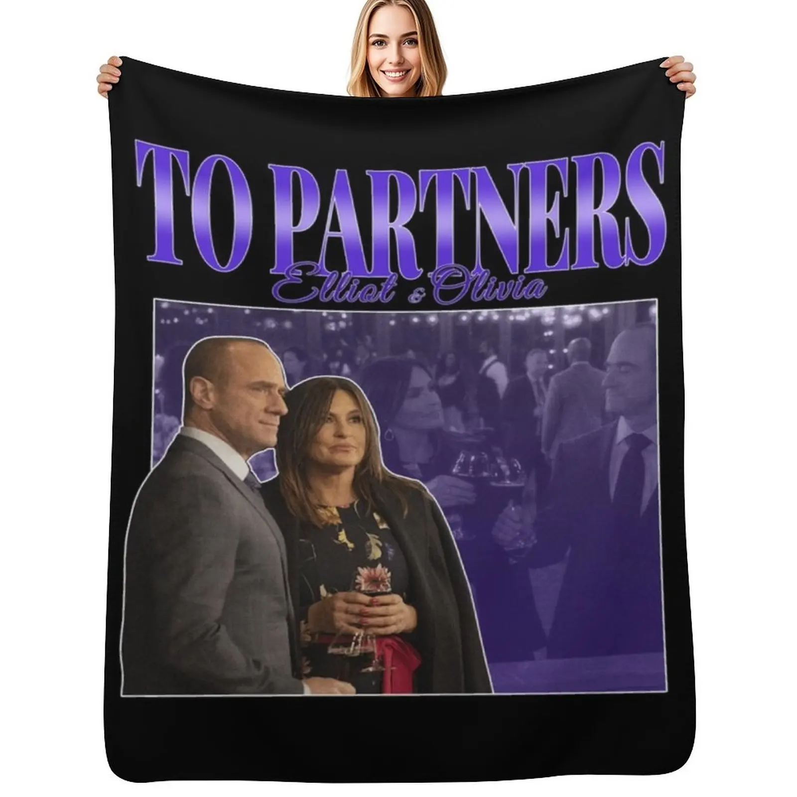 To Partners EO Bensler Olivia Benson Elliot Stabler 90s Inspired Vintage Homage Classic . Throw Blanket Office blanket for cold