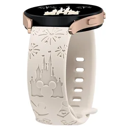 Wearlizer Castle Floral Engraved Band for Samsung Galaxy Watch 6/5/4 Silicone Cute Fancy Sport Strap for Watch 5 Pro/Active 2