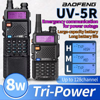 1/2Pcs Baofeng UV-5R 8W/5W Walkie talkie dual band long range 128CH portable Vhf Uhf 5R Ham two-way radio Emergency power outage