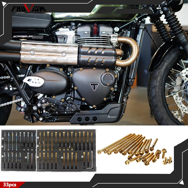 Torx M6 Hex Bolt Kit for Triumph Scrambler 900 Engine Hood 2017-2025 Models With Screw Caps And Fasteners.Engine Bolt Cover