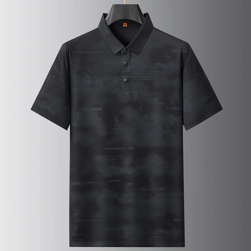 8XL 7XL 6XL 2026 New Summer High End Fashion Printed Polo Shirt Men Tops Short Sleeve Lapel Mens Shirts Casual Loose Polos Man