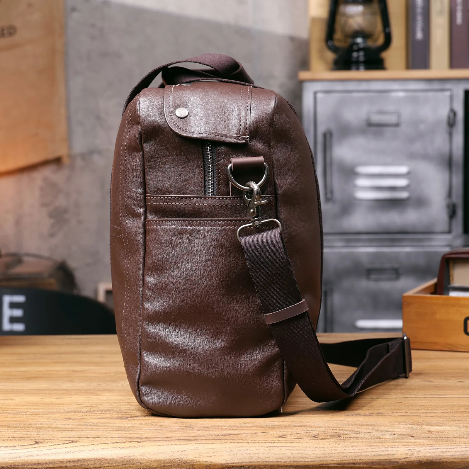 S.WORKER Vintage Echtleder Weekender Reisetasche Herren Top-Grain Rindsleder Handtasche Modische Sporttasche Handgepäck – Detail 19