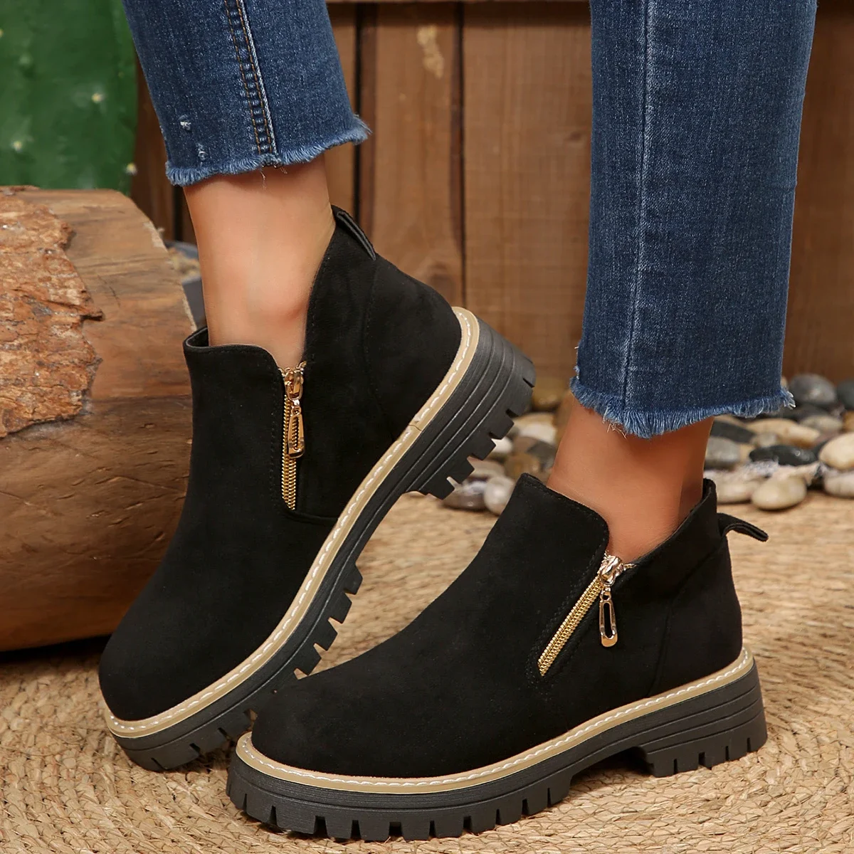 Women Simple and Stylish Boots Platform Shoes Women 2025 Thick Sole Ankle Boots Fashion Comfortable for Women Size 36-43