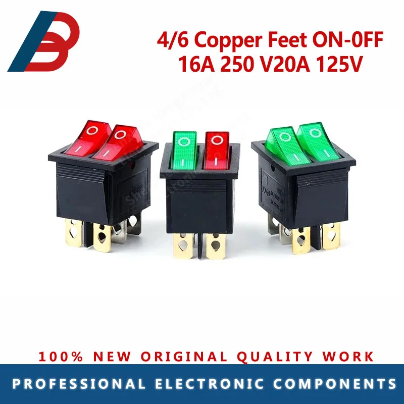 1PCS KCD8 6PIN 16A 250V 20A 125V Double Light Switch Rocker Switch Waterproof ON-OFF KCD6 Boat Power Switch