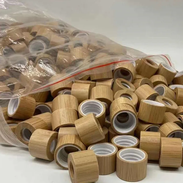 100pcs/lot 24/410  Natural Bamboo Aromatherapy Bottle Cap Essential Oil Container Lid Cover for office home travel wholesale