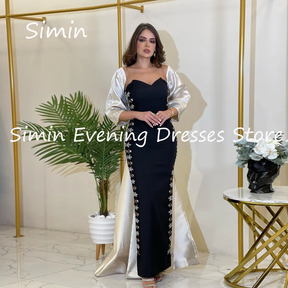 Simin Satin Mermaid Off-the-shoulder Arab Formal Prom Gown Ankle-length Saudi Evening Elegant Party dresses for women 2023