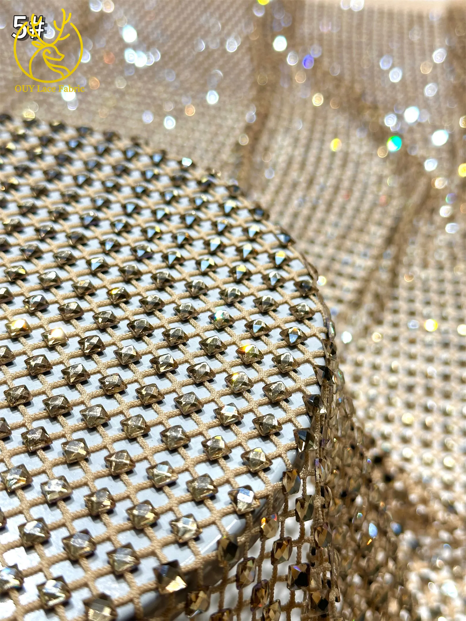 Hochwertiger nigerianischer Glasrhinestone-Netzstoff 2026 – Königliche afrikanische französische Strass-Kristallspitze für Party- und Abendkleider zum Selbermachen – Detail 12