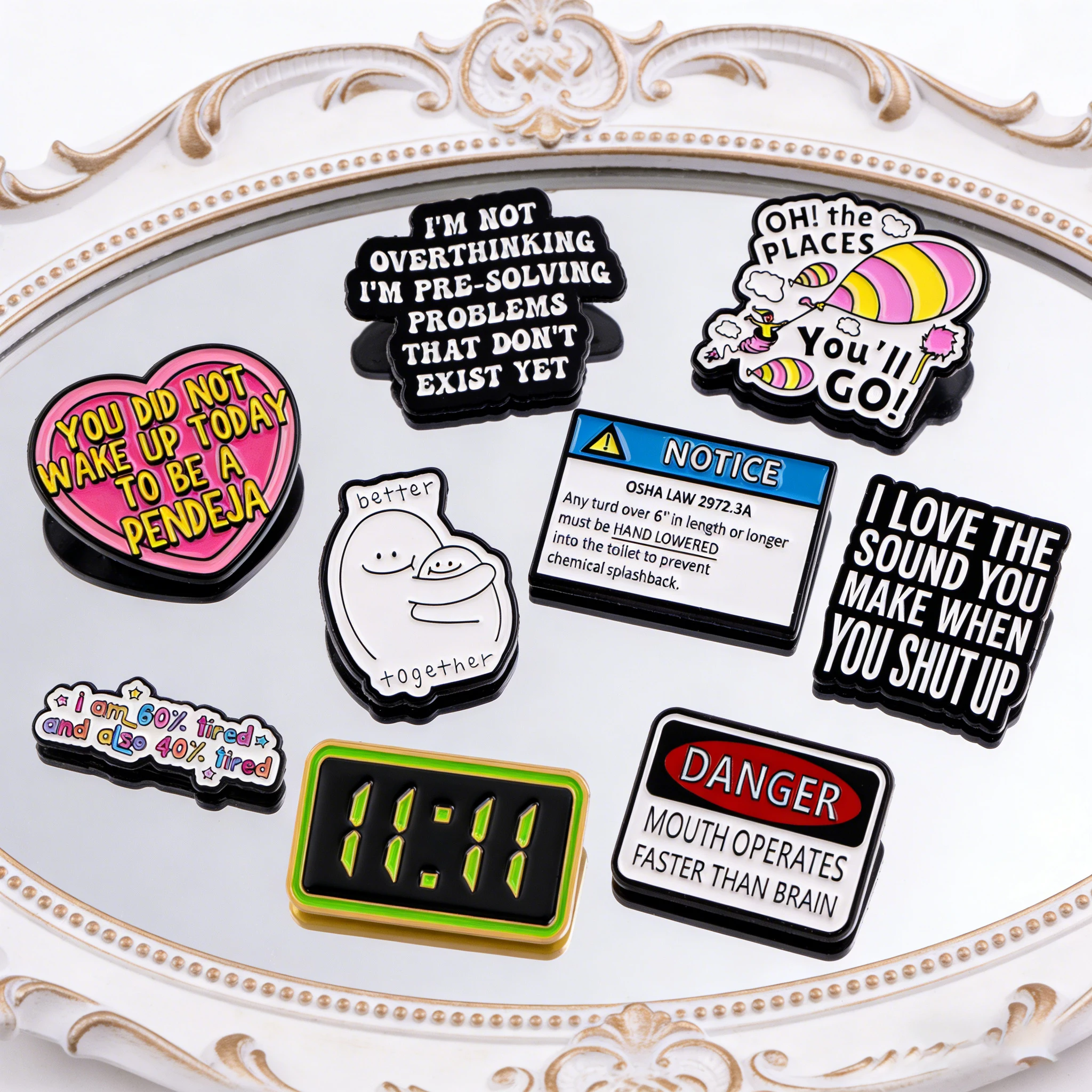 Pins de esmalte suave con frases 'Mejor juntos', broches para ropa, insignias de joyería, accesorios y pins de solapa para mochila, para mujeres y hombres