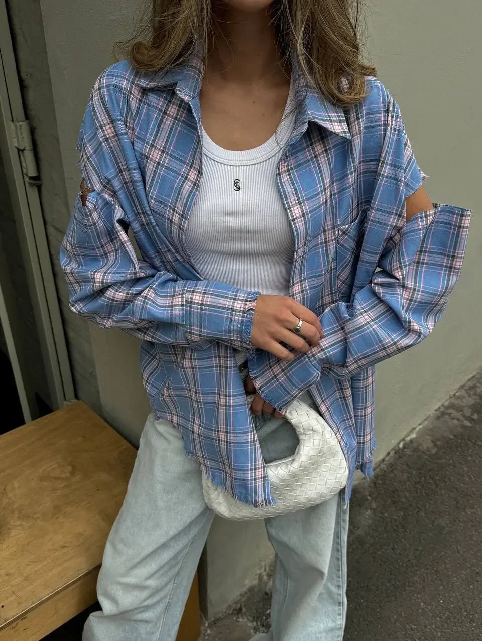Moda xadrez padrão camisas femininas elegante lapela manga longa único breasted bolso solto topo diário rua outerwear