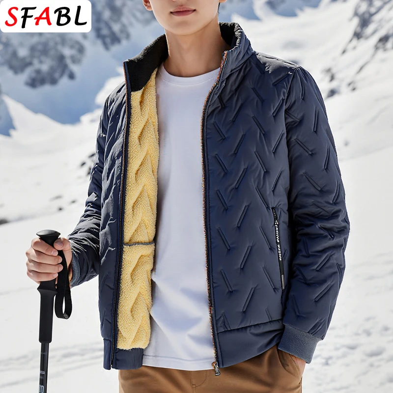 Fleece-gefütterte Jacke Herren Mode Herbst Winter Jacke Herren Mantel Lässige Winter Büro Kleidung Wattierte Parka Oberbekleidung Herren 2026 – Detail 9
