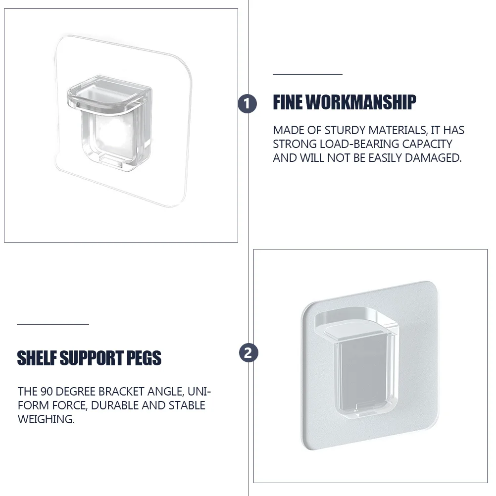 24pcs Transparent Partition Holder Wall Shelf Brackets Bookshelf Support Closet Load-Carrying Bracket Punch-Free Shelf Bracket