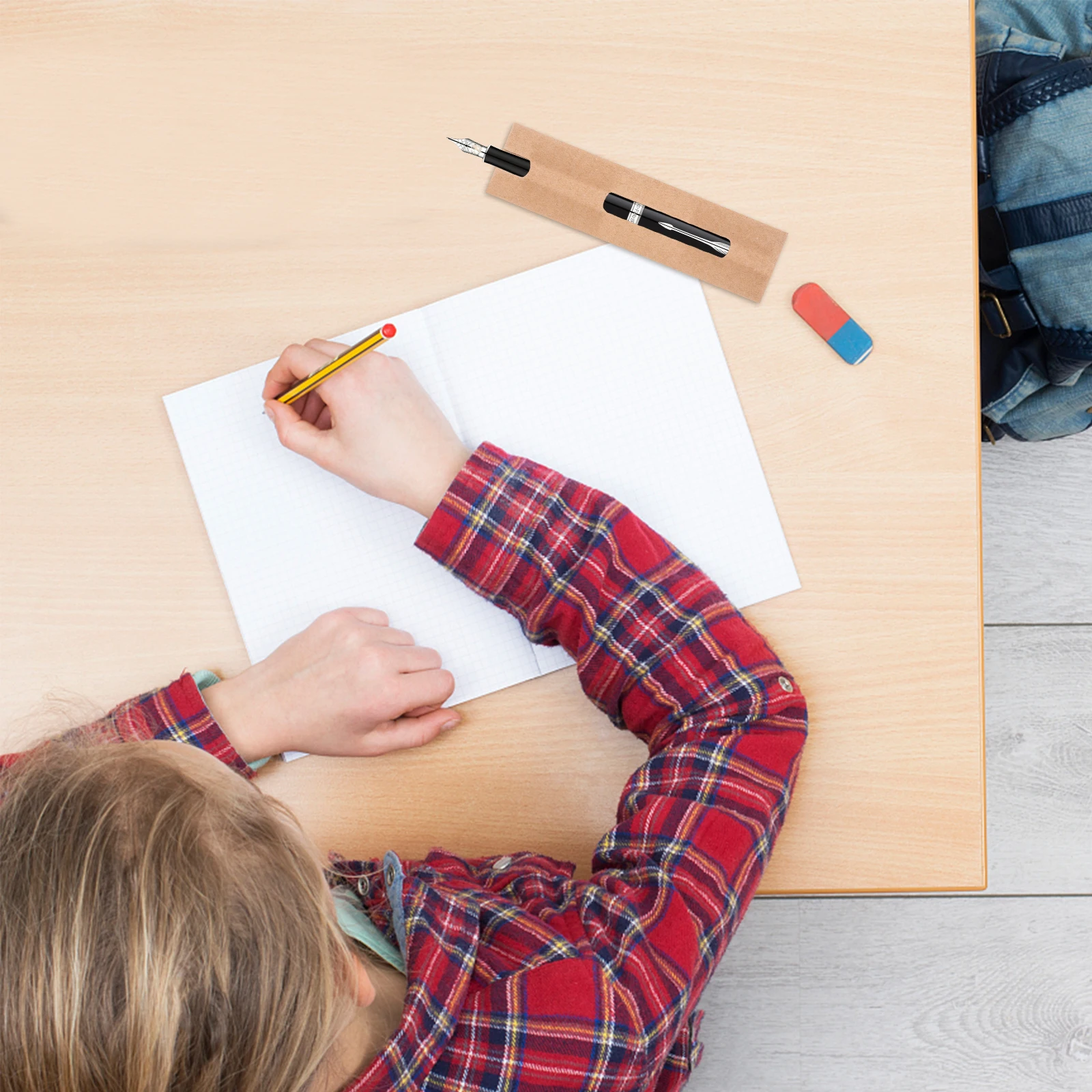 

20pcs Pouch Gift Packaging Paper Sleeve Single Pen Bag Kraft Paper Sturdy Smooth Design Elegant Pen Storage Festival Gifting