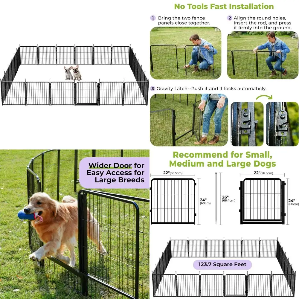 روضة أطفال للكلاب الداخلية شديدة التحمل، 24 بوصة، 24 لوحة، مثالية للكلاب والجراء الصغيرة، حاوية لعب آمنة، منطقة لعب مجانية للحيوانات الأليفة #1