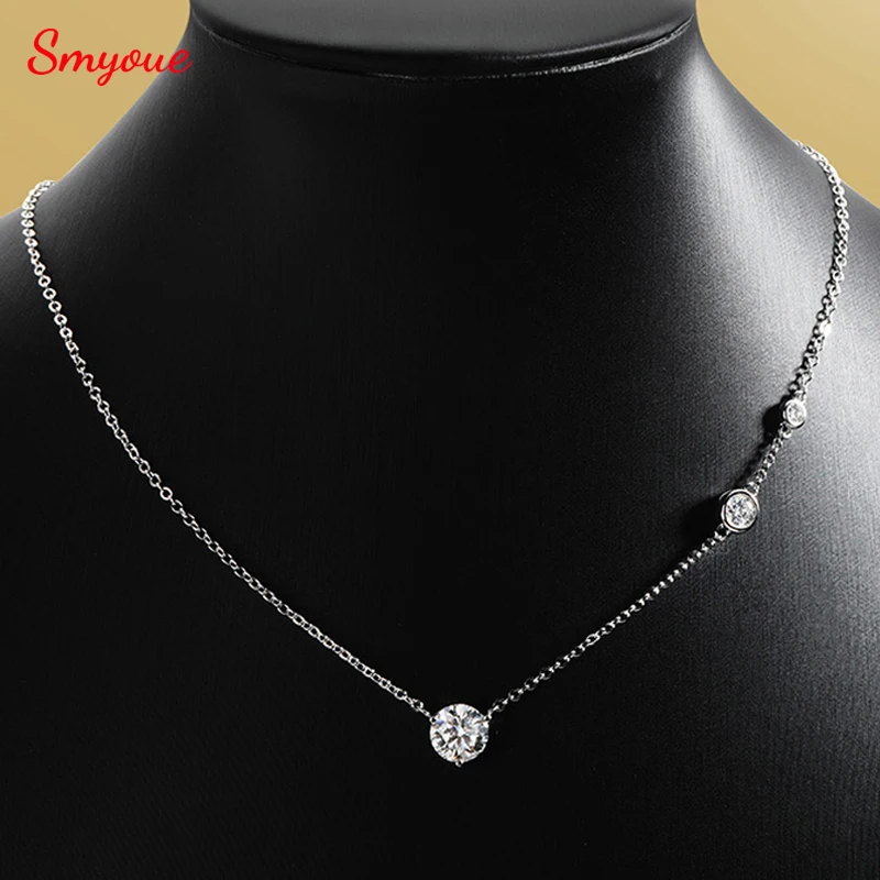 

Smyoue Gradient Brilliant Cut All Moissanite Necklace Pendant for Women Girls Chain Lab Diamond Pure 925 Silver Couple Gifts