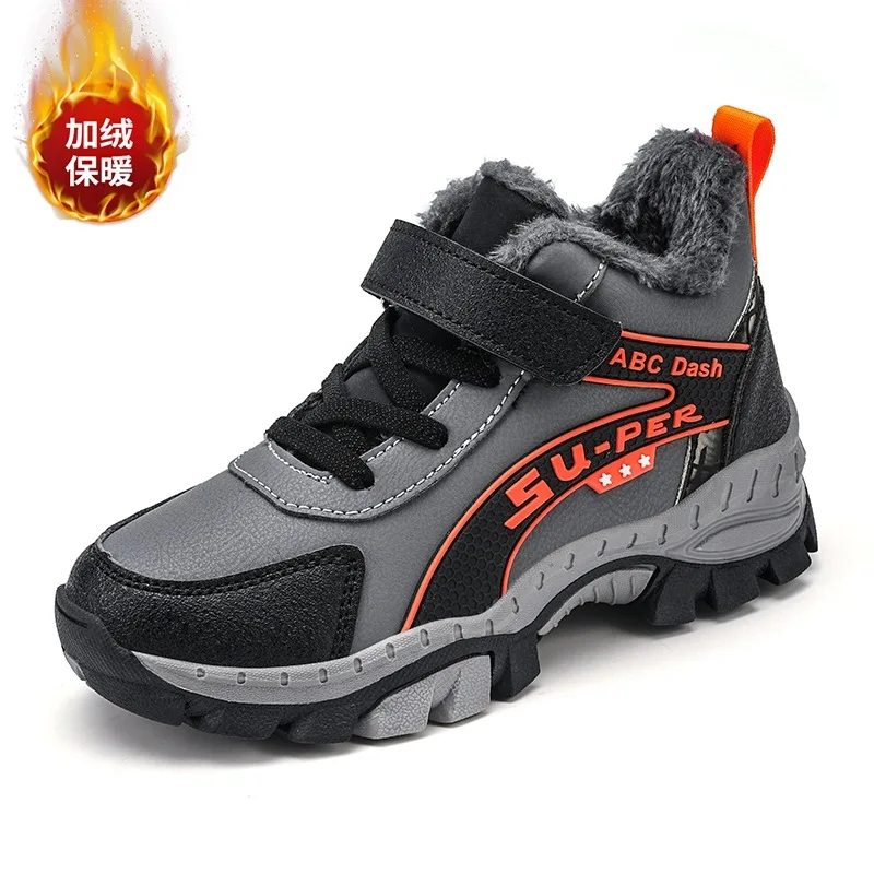 

Зимняя детская походная обувь 2026, толстые и теплые модные и универсальные водонепроницаемые противоскользящие детские кроссовки для отдыха