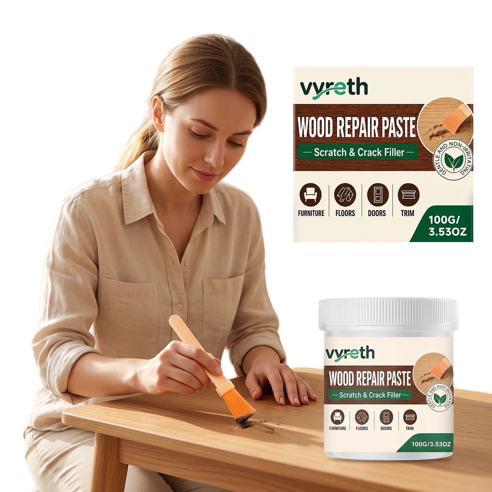 Wood Surface Repair Wax White Beeswax Scratch Repair Cream for Tables Chairs Doors Floor Quick Dry