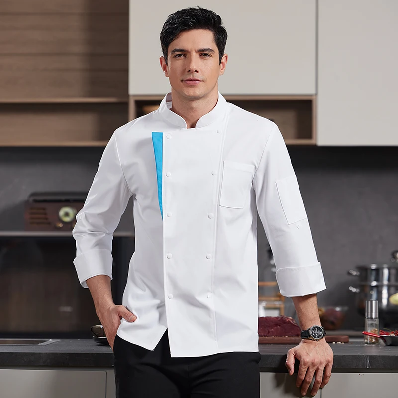 Professional Chef Uniforms Men's Kitchen Jacket Long Sleeve Cook Coat Unisex Cook Clothes Restaurant Hotel Costume Work Wear