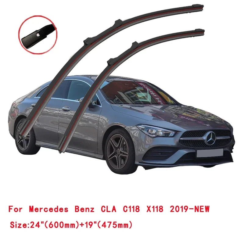 For Mercedes Benz CLA C117 C118 X117 Coupe Shooting Brake 2016 2017 2018 2019 2020 2022 Double Rubber Windshield Wiper Blades