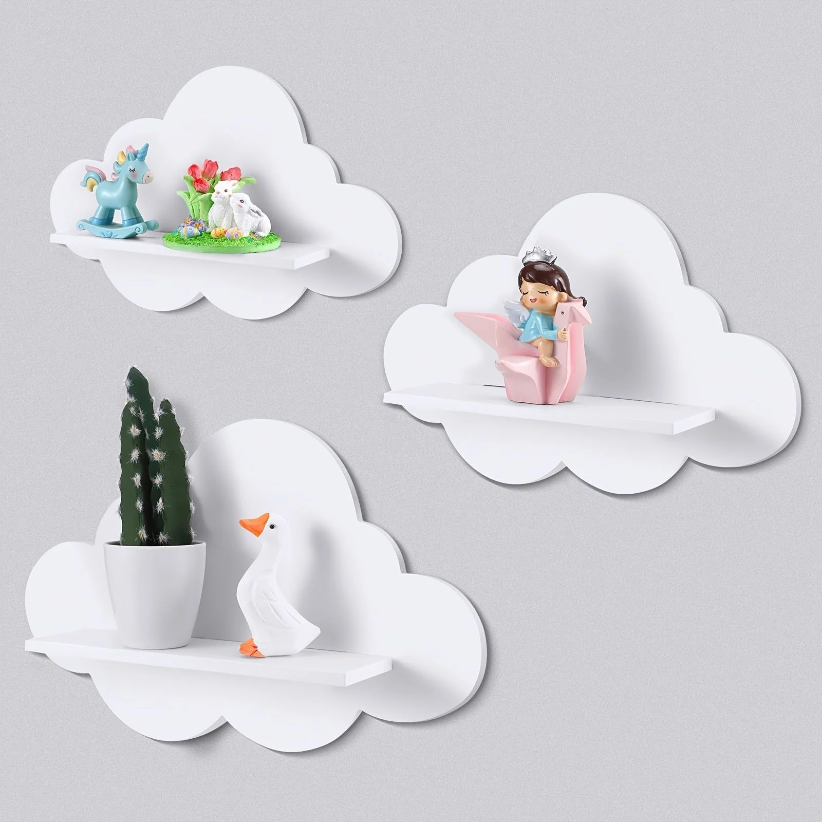 Cloud Shaped Wall Shelf Home Decor, Cute Storage Shelf for Living Room Bedroom Bathroom, Co Extrusion Board Mounted