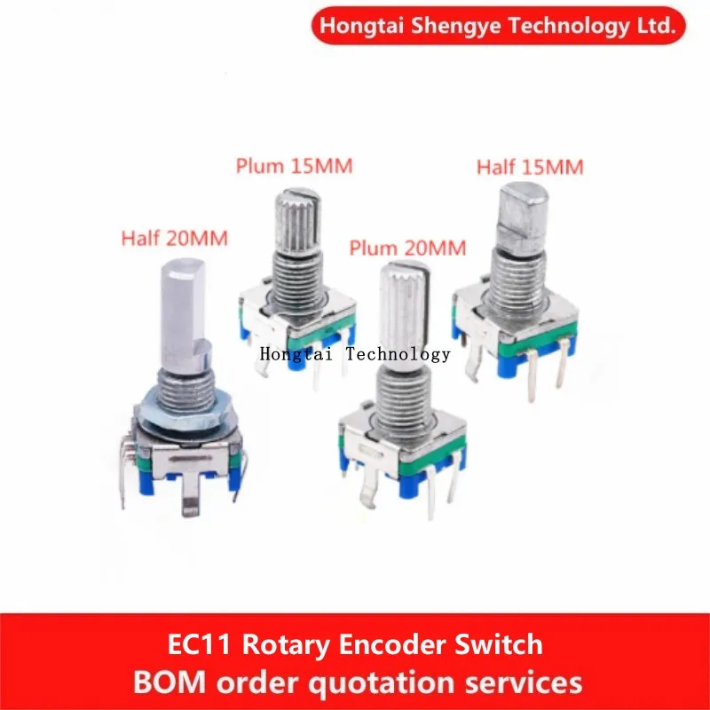 New Original EC11 Rotary Encoder with Switch Shank Length 15mm/20mm Plum Shank Half Shaft 20 Pulses Digital Signal Potentiometer