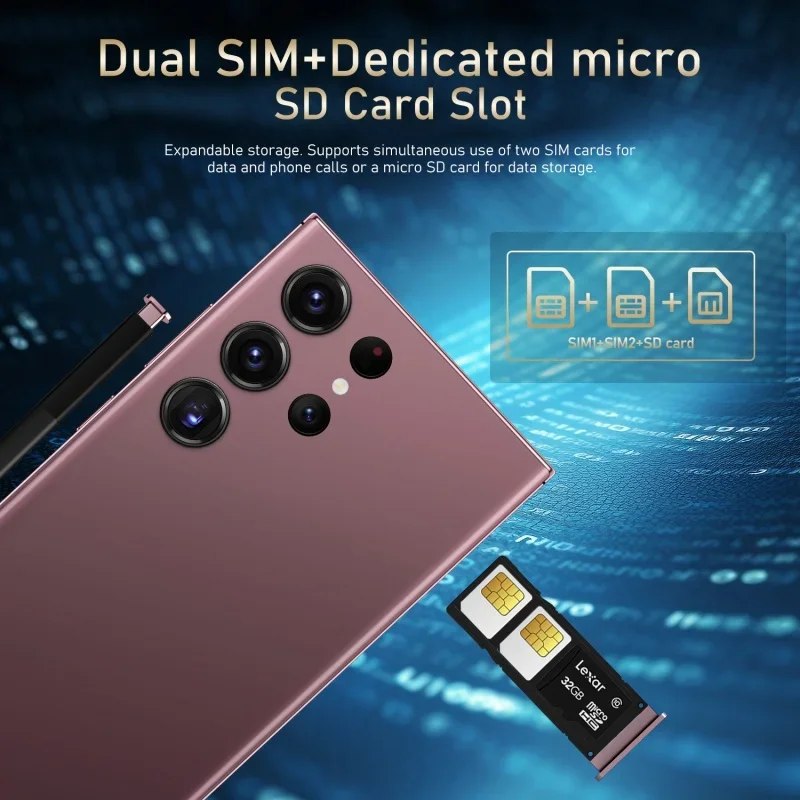 S24 Ultra Mobile Phones 7.3 HD Screen SmartPhone Original 22GB+2TB 4G 5G Dual Sim Celulares Android Unlocked 7000mAh S25 Ultra