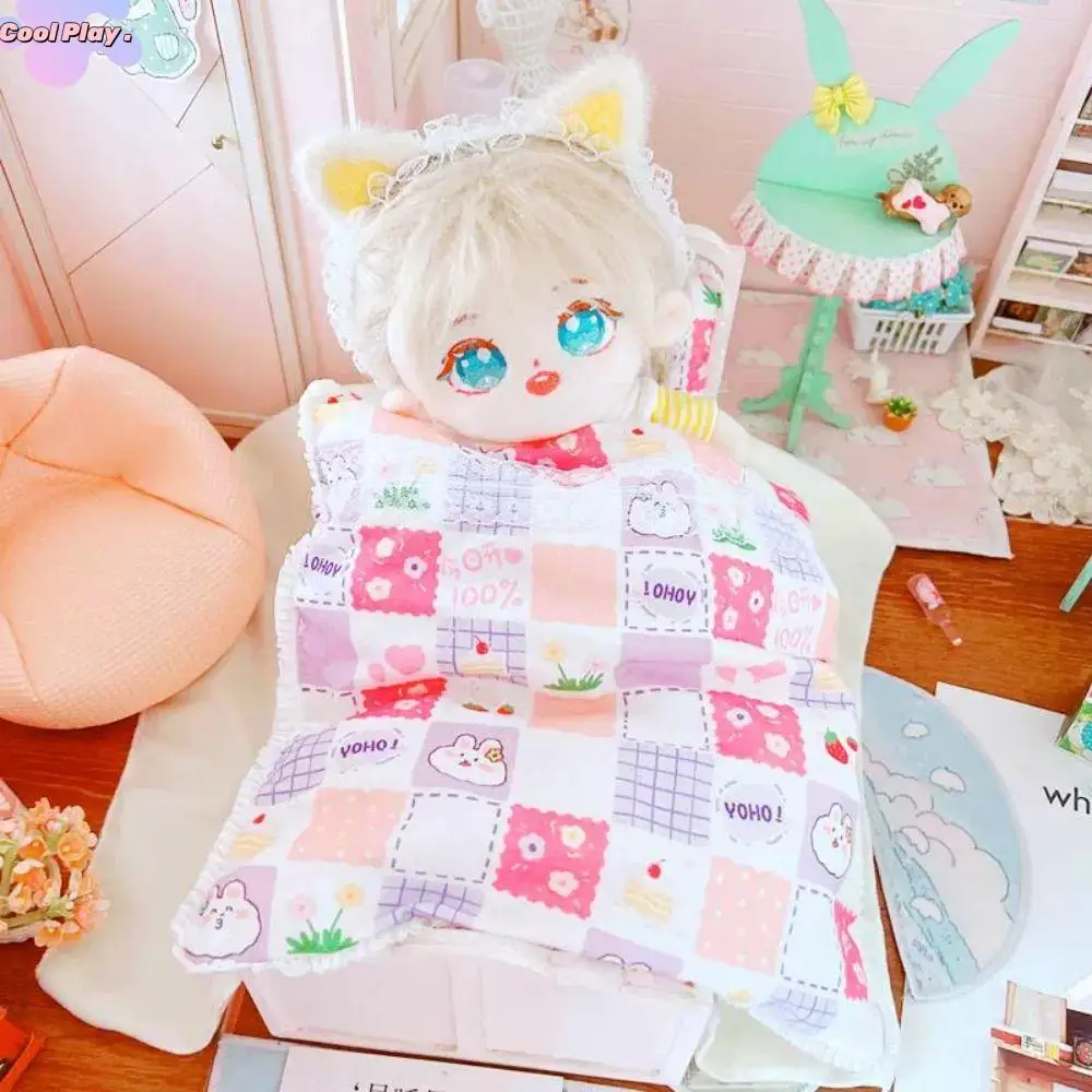 Blanket Comforter 20CM Doll Bed Doll Accessories Bed Soft Doll Bedding Pillow Quilt Doll Sleeping Bag DIY Toy