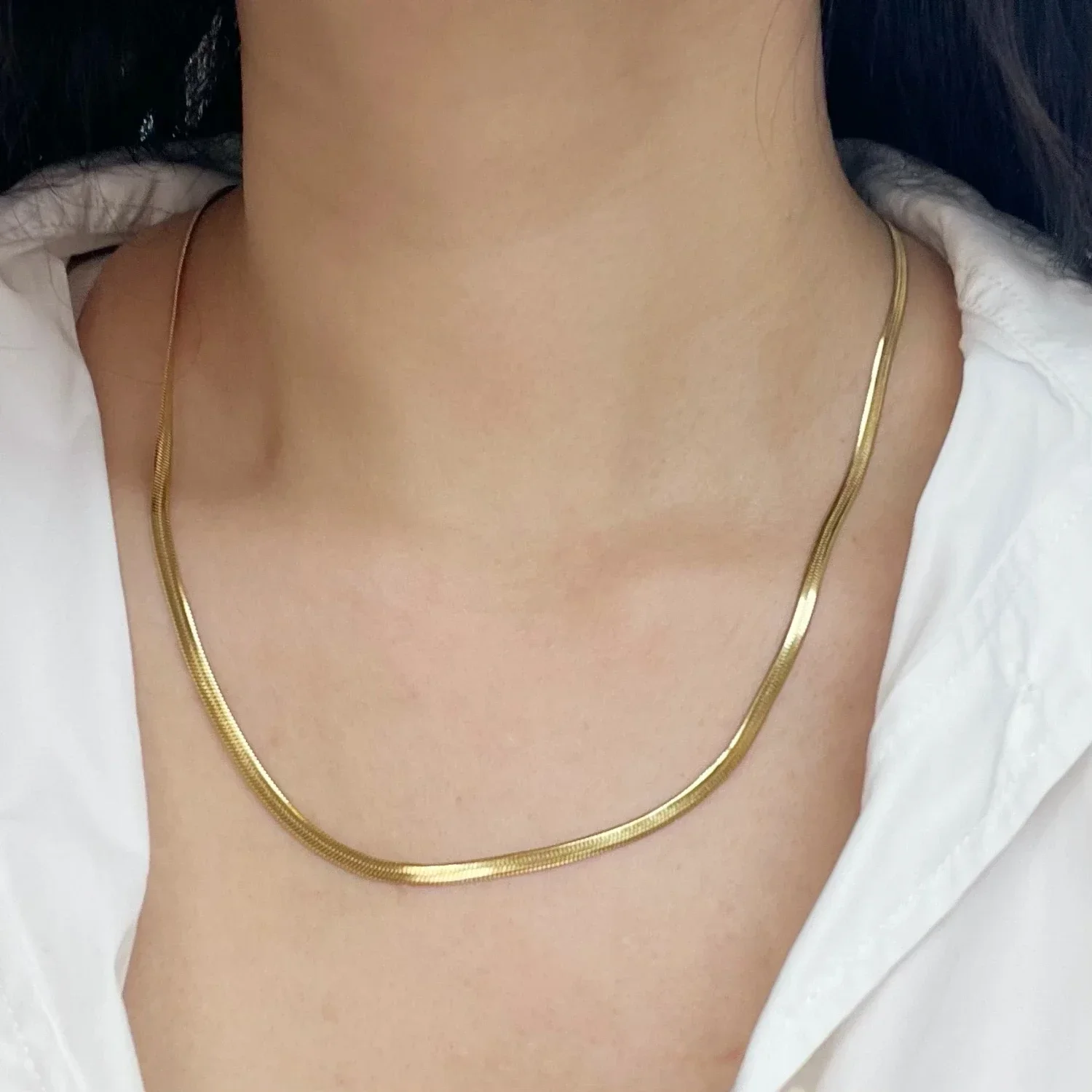 2mm 3mm 4mm 5mm Minimalist Snake Chain Necklace Choker Stainless Steel Herringbone Gold Color Jewelry For Women and Men