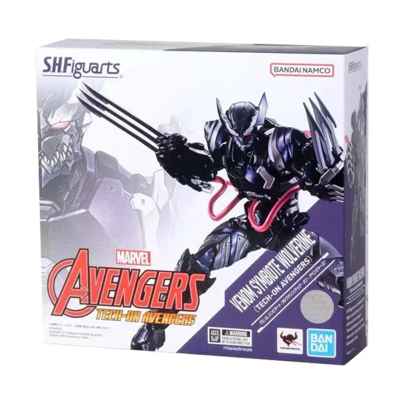 Bandai Figure Marvel  Avengers Anime Figures SHF Venom Symbiote Wolverine TECH-ON Action Figure Toys For Boys Children's Gifts