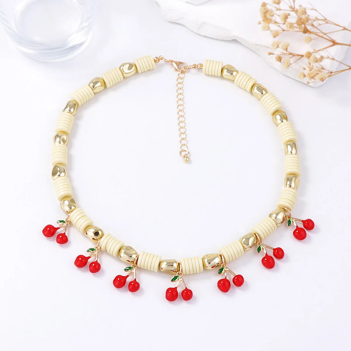 

ZAA Charm Cherry Pendant Beaded Choker Necklaces 2025 Trend Boho Women Jewelry Elegant Prom Party Accessories Gifts