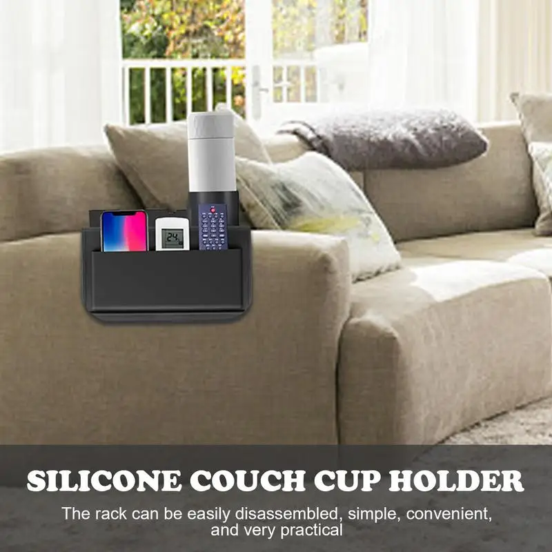 Silicone Sofa Armrest Tray Cup Holder Spill-proof Anti-Slip Sofa Coaster Arm Chair Remote Control Cellphone Organizer Holder