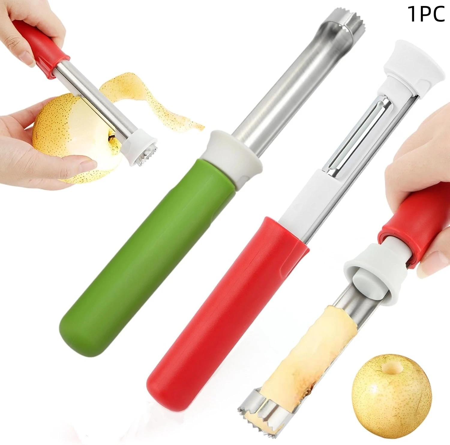 Stainless Steel Apple，Pears, Bell Peppers，Corer and Peeler，2 in 1 Dual-Function Fruit Pitter, Perfect for Kitchen Use